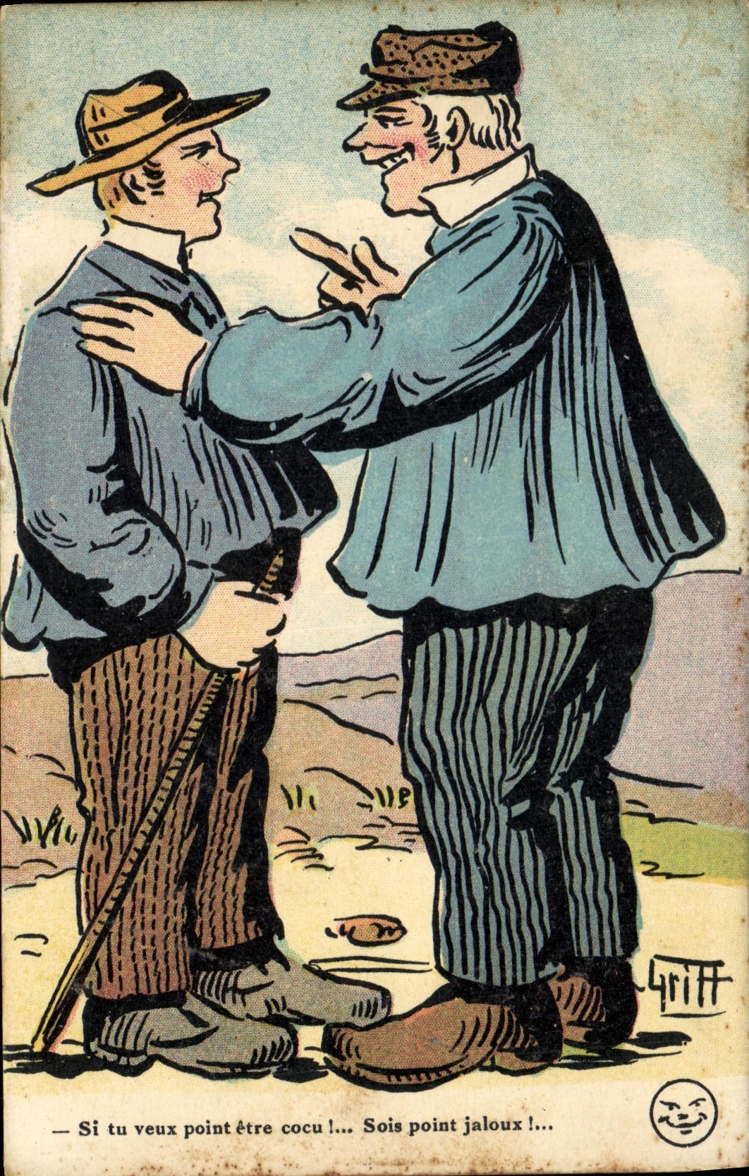 CPA Fantaisie Illustrateur Griff Hommes 