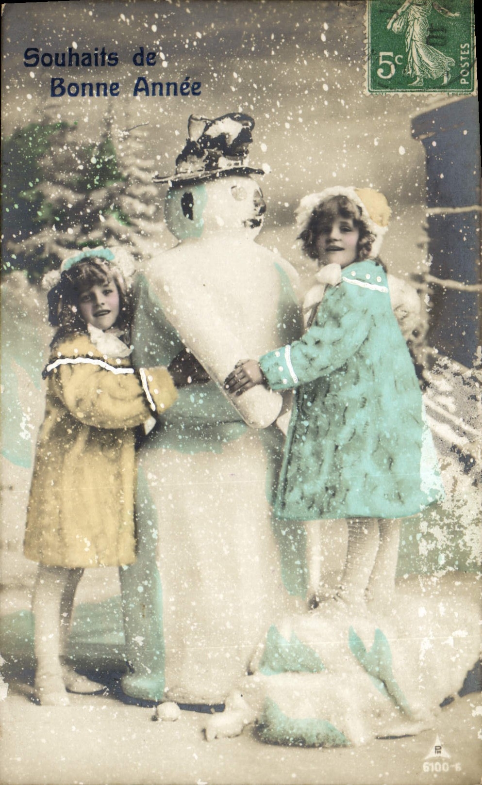 CPA Fantaisie Bonhomme de neige Enfant 