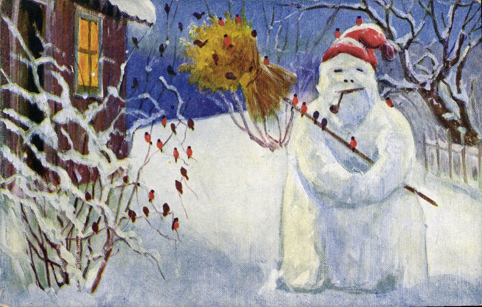 CPA Fantaisie Bonhomme de neige Enfant 