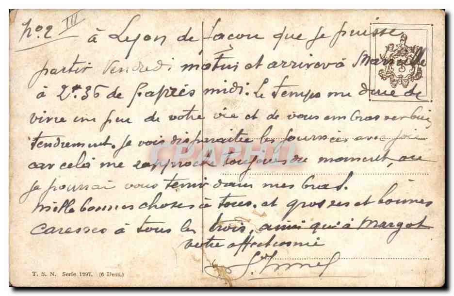 Deux bonhommes de neige dans un paysage hivernal — Ruth Thiele — T.S.N. Série 1907 — Rückseite