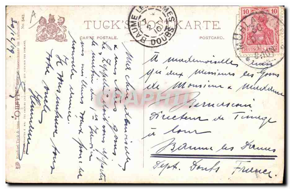 CPA Fantaisie Bonhomme de neige Enfant Zeppelin Dirigeable  — Rückseite