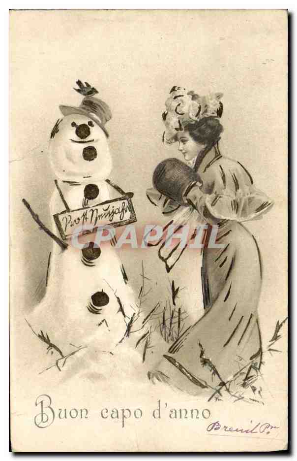 CPA Fantaisie Bonhomme de neige Femmes 
