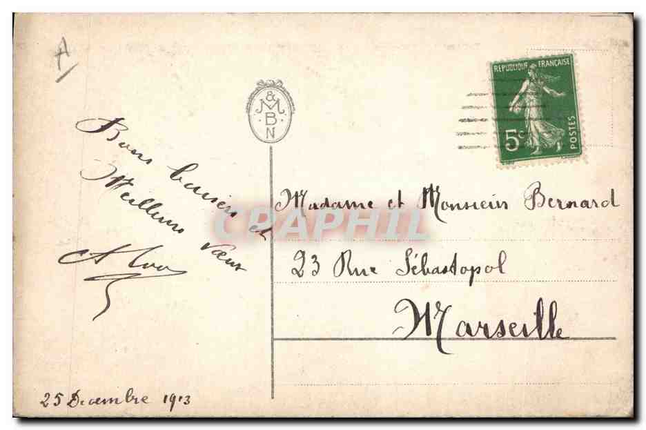 CPA Fantaisie Bonhomme de neige Enfant Ski  — Rückseite