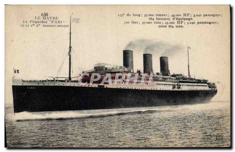 Le Havre — Le paquebot 'Paris' — Imp. Fréres, Paris