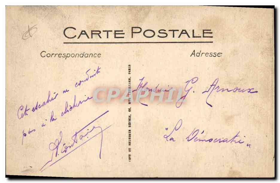 CPA Bateau Paquebot Paris Le Havre Cie Gle Transatlantique La descente des Premieres  — Verso