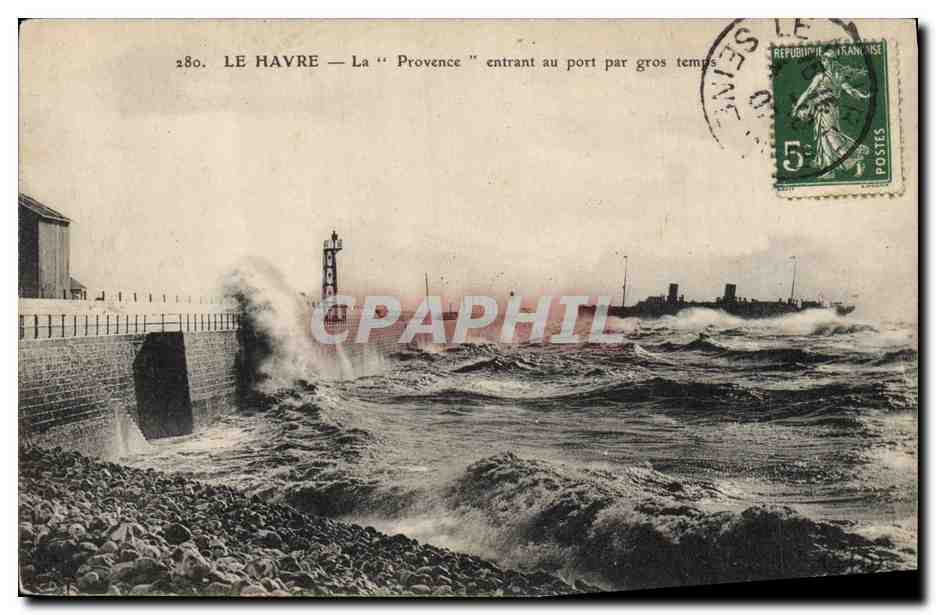 Le Havre — La "Provence" entrant au port par gros temps — éditeur inconnu, n° 280