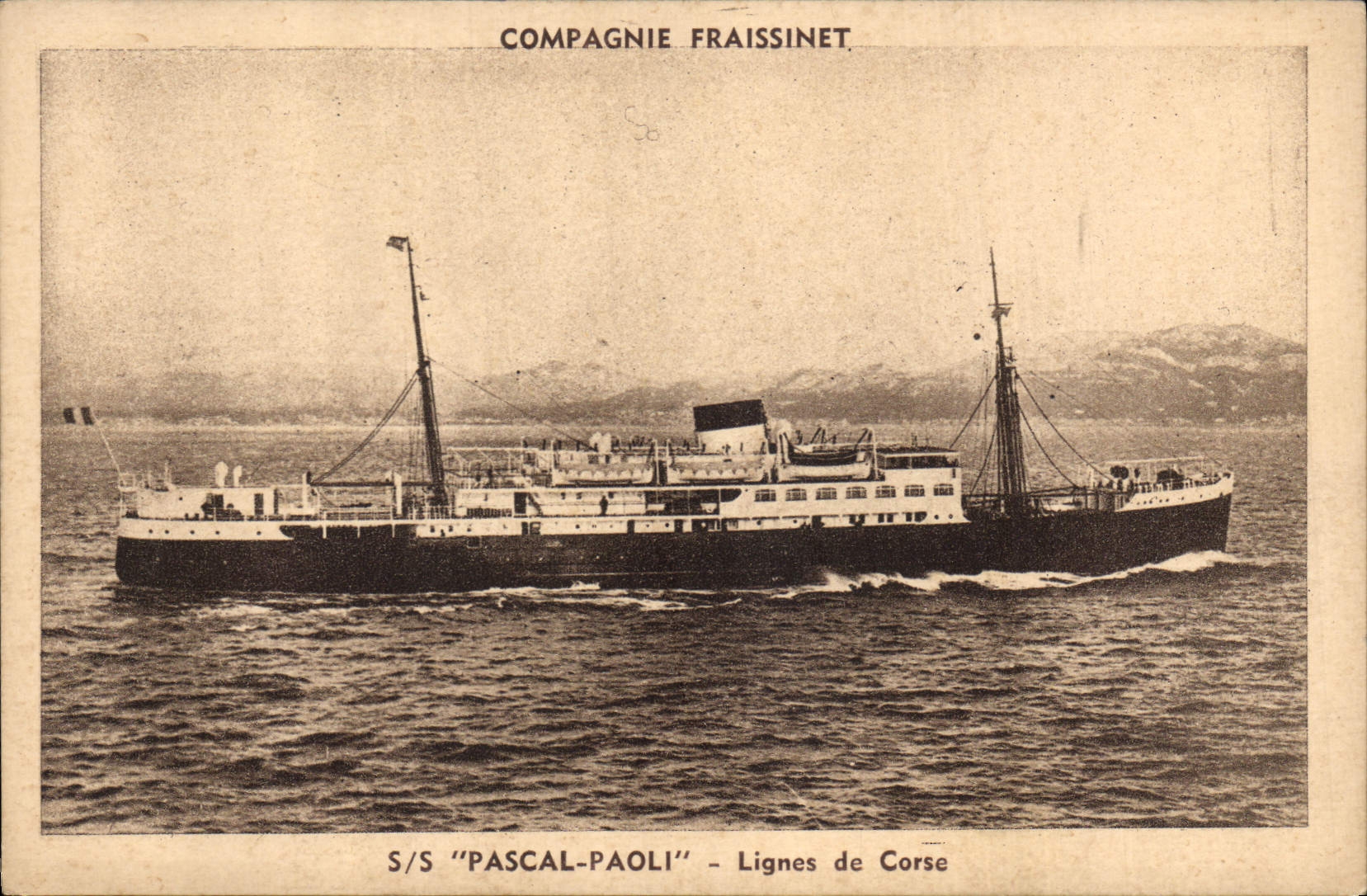 CPA Bateau Paquebot SS Pascal Paoli Lignes de Corse Fraissinet
