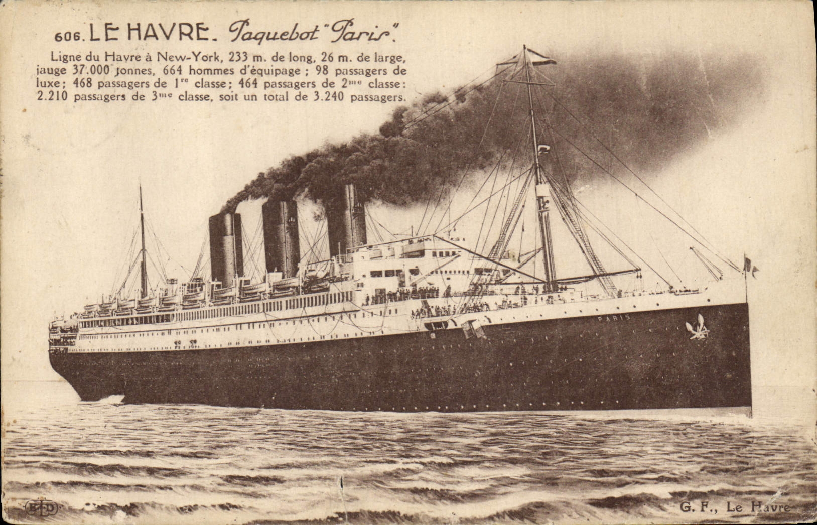 Le Havre — Paquebot "Paris" — G.F., Le Havre