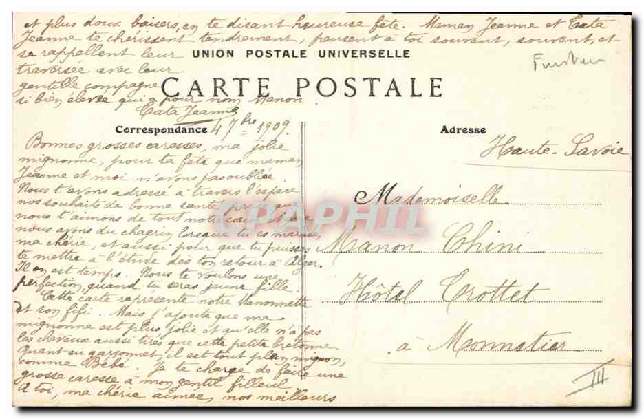 CPA Folklore Fille et Gas de Plougastel Daoulas  — Verso