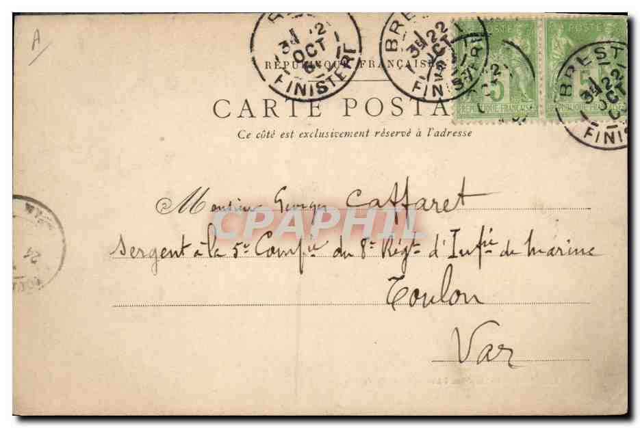 CPA Folklore Jeune fille de Pont l'Abbe Etude de coiffe  — Verso