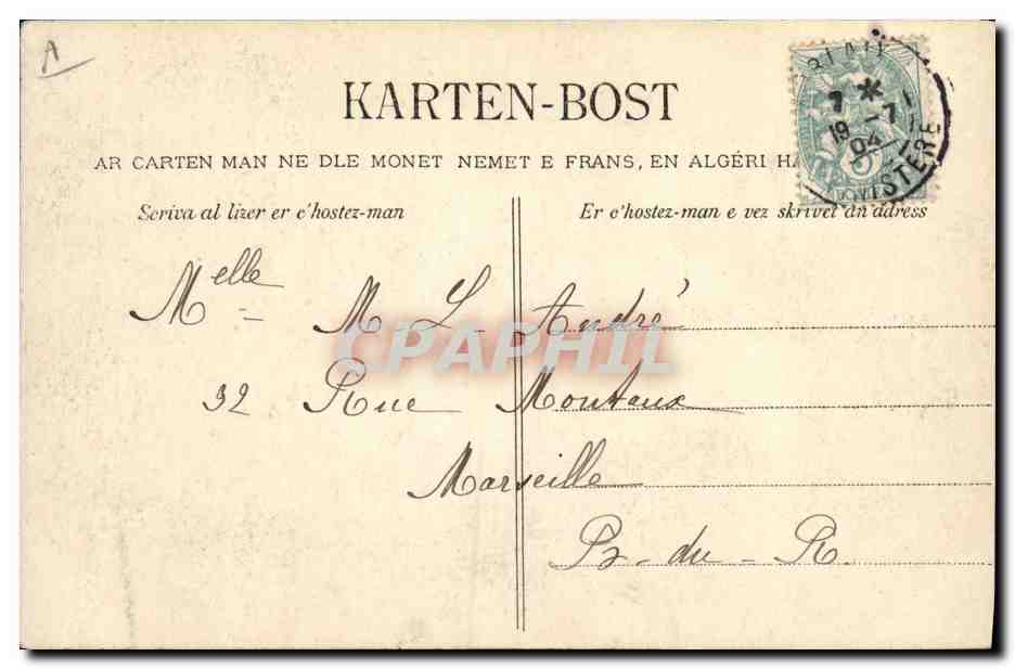 CPA Folklore Morlaix La coiffe a cornette Costume de mariee  — Verso