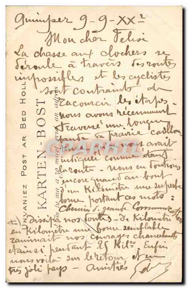 CPA Folklore Jeune fille de Pont L'Abbe  — Verso