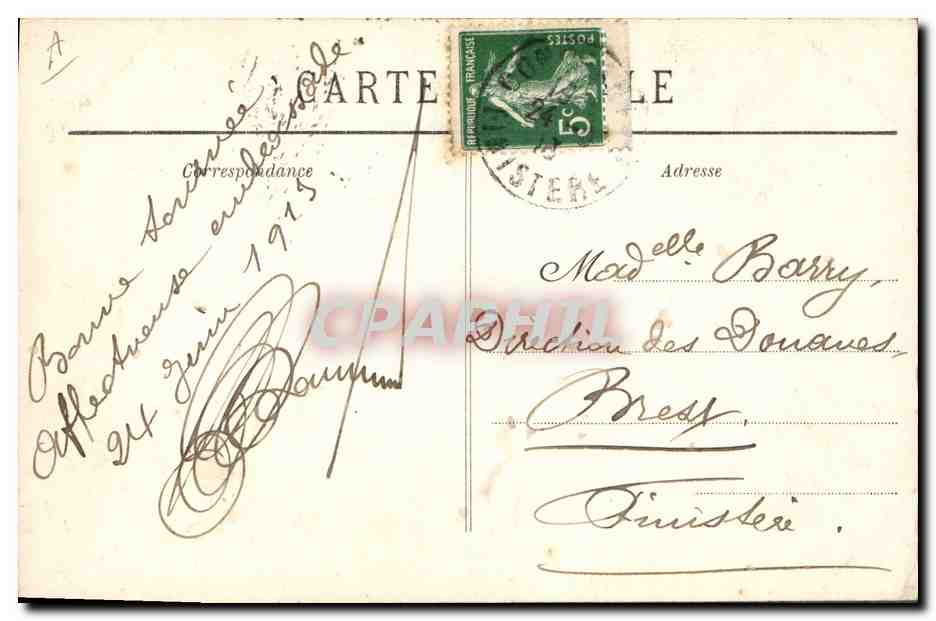 CPA Folklore Jeune fille de Concarneau  — Verso