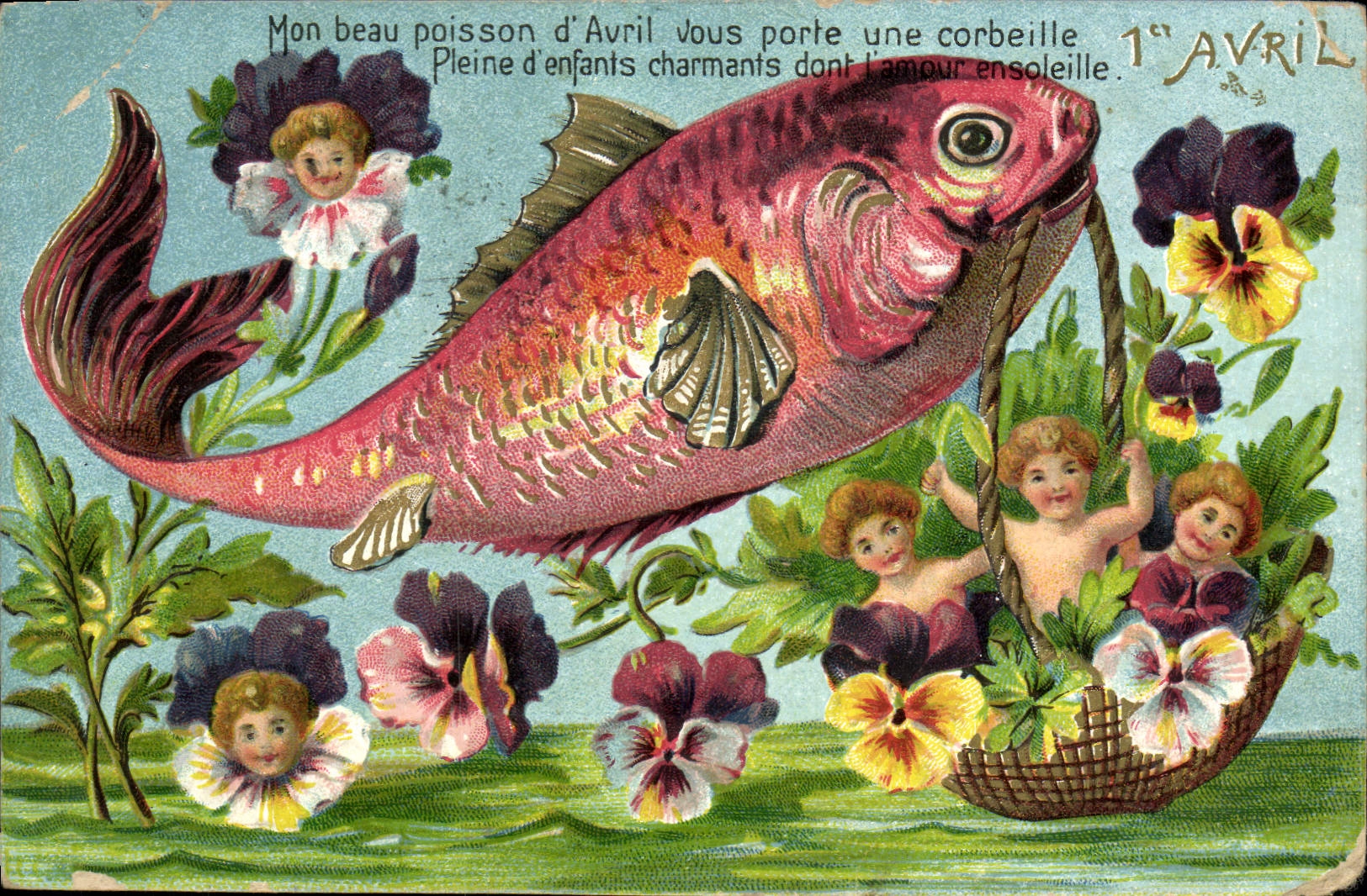 CPA Fantaisie Paques 1er Avril Enfants 