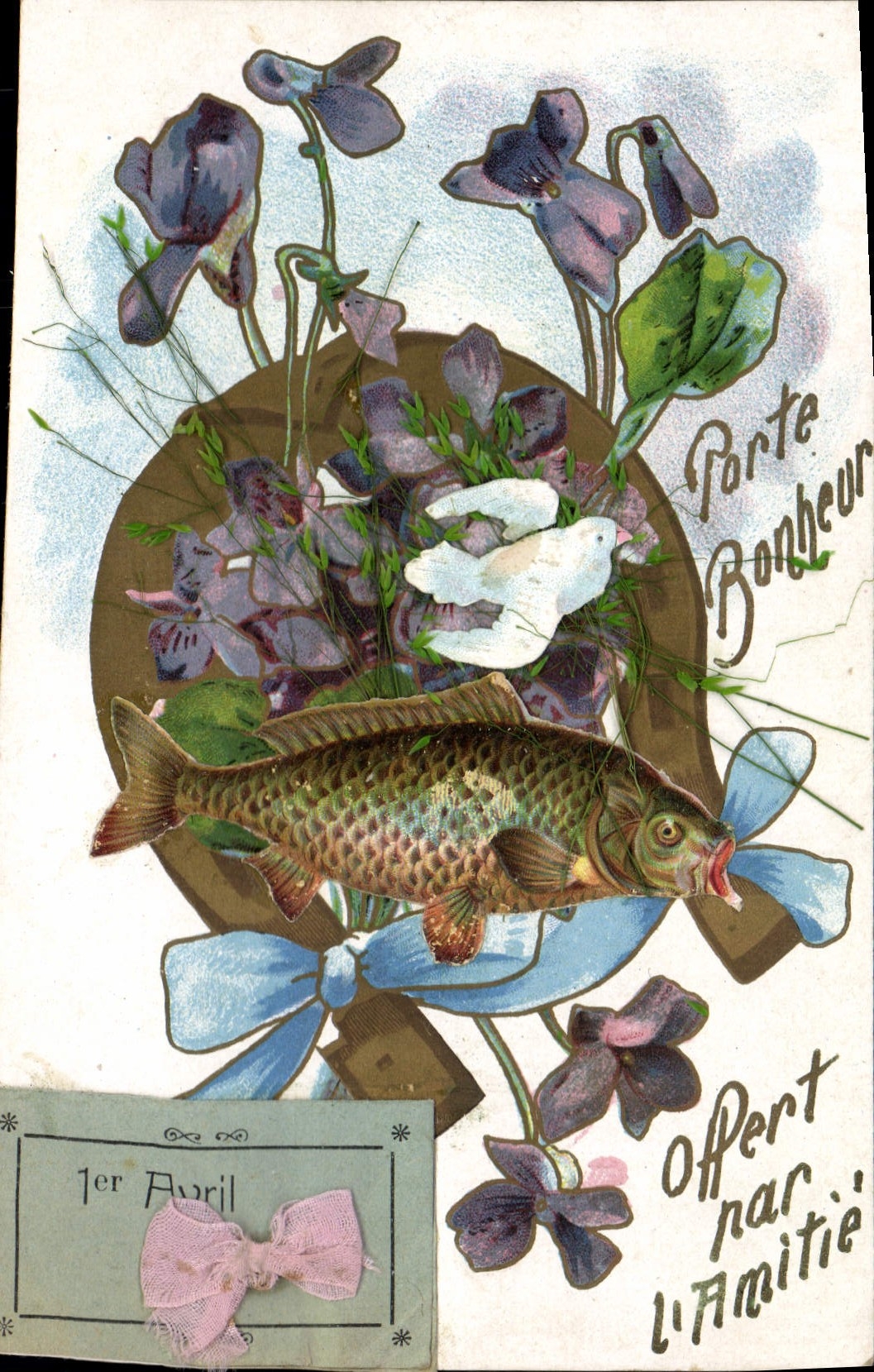 Fiori di viola e pesce — 1° Aprile — Offerta dall'Amicizia — editore sconosciuto
