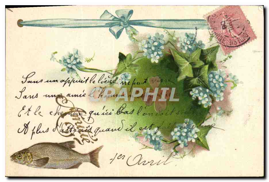 CPA Fantaisie Paques 1er Avril Fleurs 