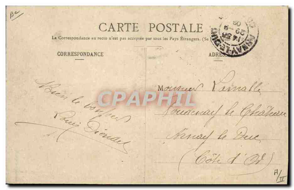 Jacht in de Bossen van Dreux — Hondenrelais bij het Kruispunt van de Tien Wegen — Ch. Fonceaull, uitgever, Dreux — Achterkant