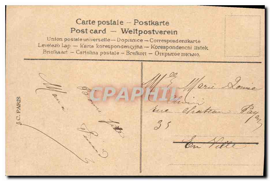 Pulcini in una scarpa — Buone Pasque — J.C. Paris — Verso
