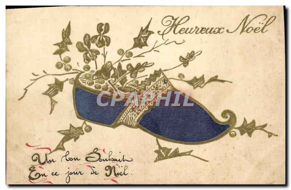 Chaussure de Noël — décorée d'hibiscus et de feuilles d'ivraie — F.P.C.L.