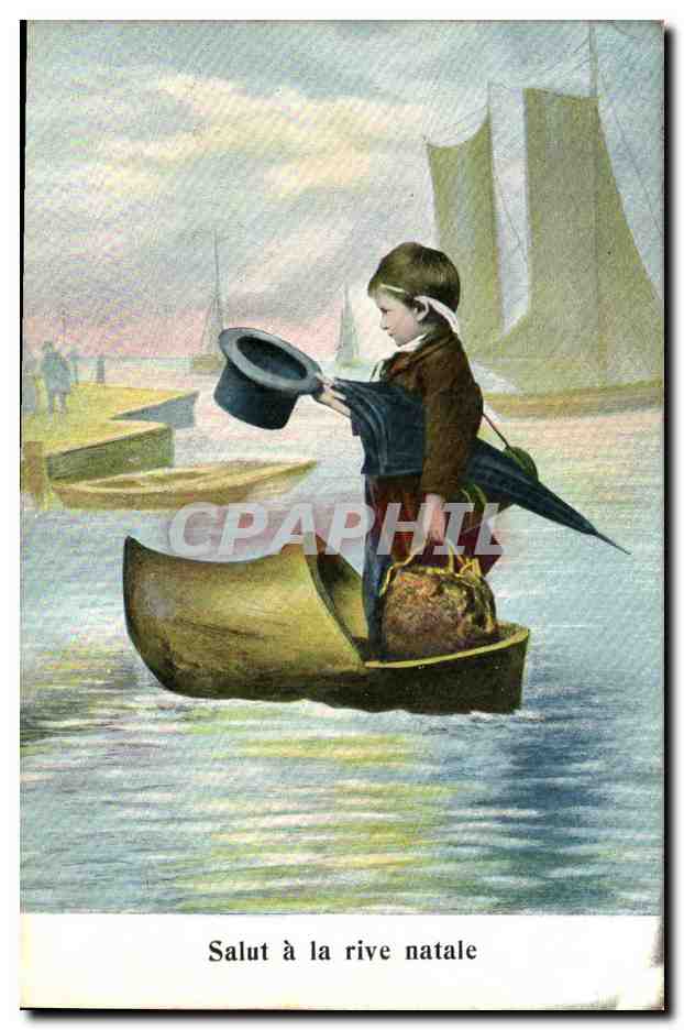 CPA Fantaisie Enfant Bateau de peche Sabot 