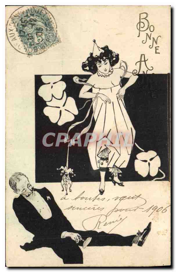CPA Fantaisie Illustrateur Femme Bonne annee 