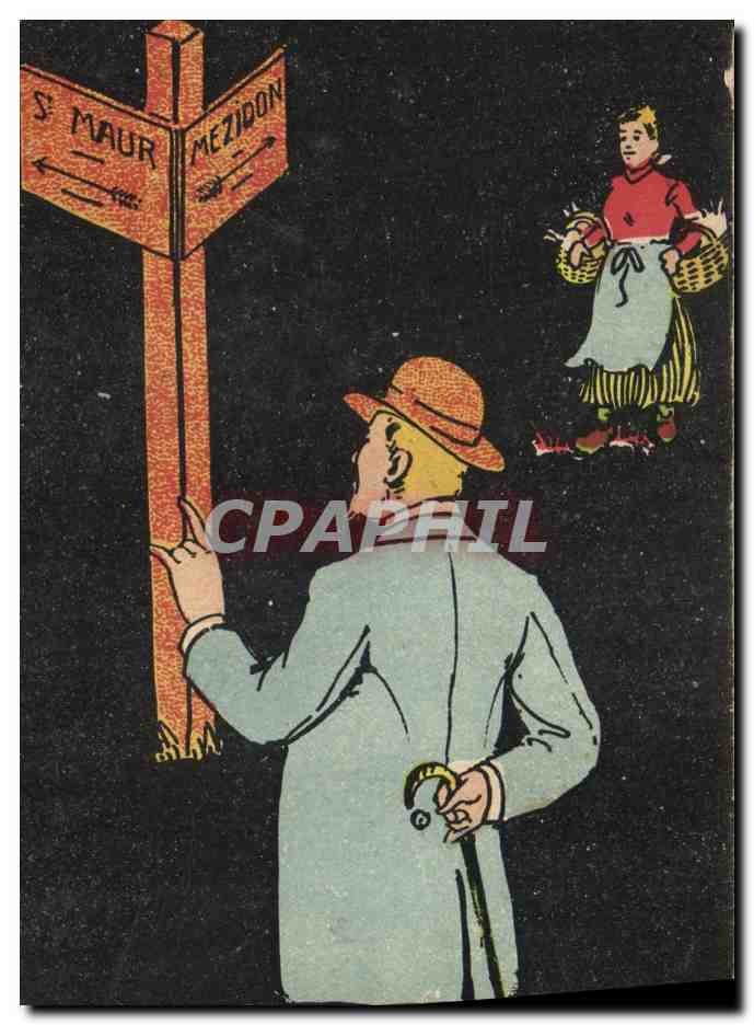 CPA Fantaisie Illustrateur Homme J'ai deux routes a suivre St Maur Mezidon 
