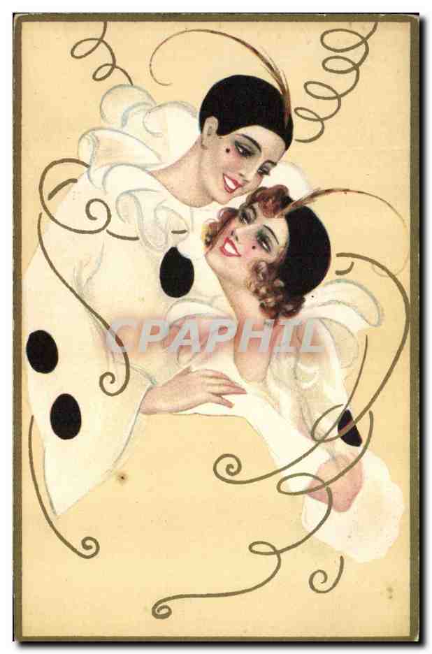 CPA Fantaisie Illustrateur Femme Pierrot 