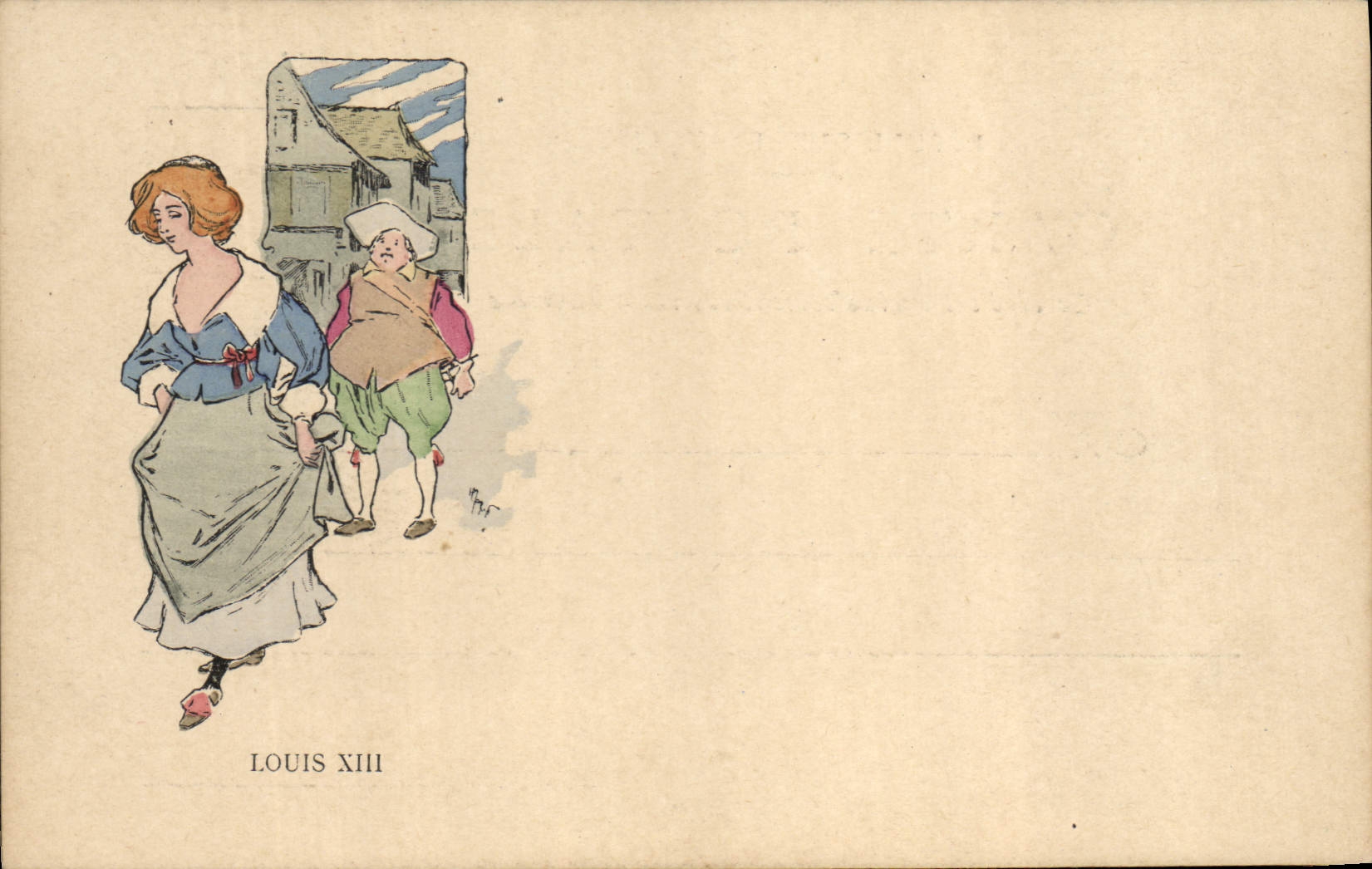 CPA Fantaisie Illustrateur Femme Louis XIII 
