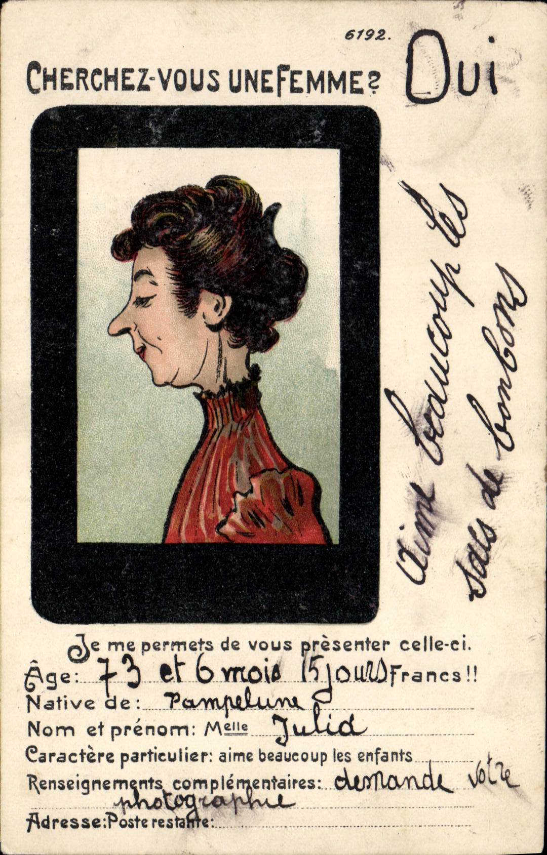 CPA Fantaisie Illustrateur Cherchez vous une femme ? Oui 
