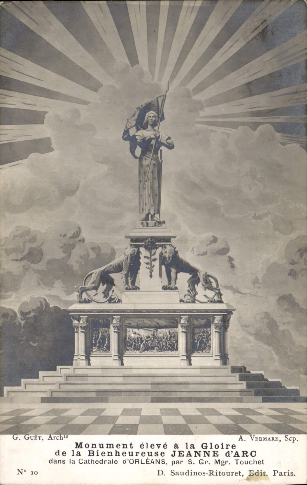 CPA Jeanne d'Arc Monument Cathedrale d'Orleans Mgr Touchet 