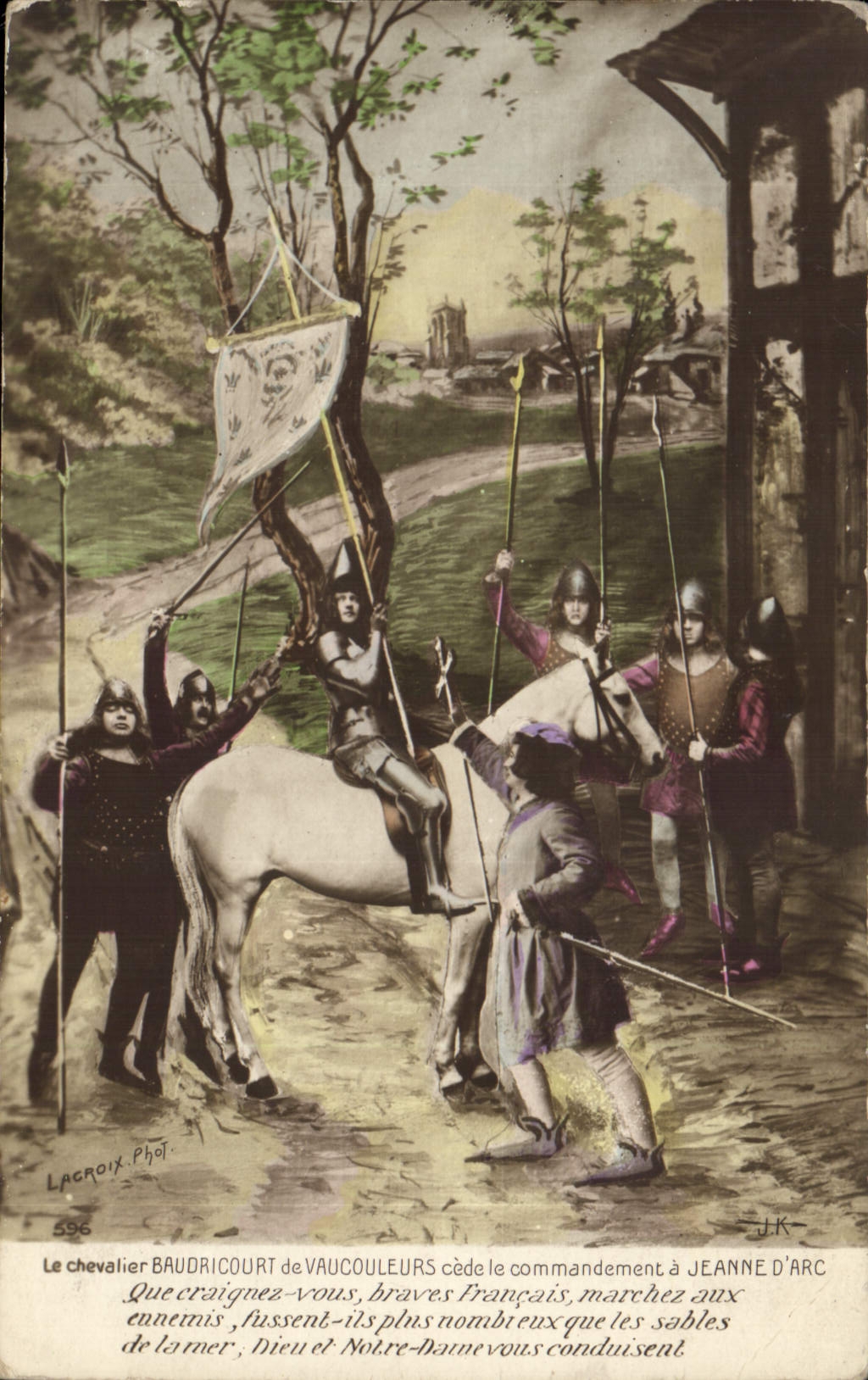 CPA Jeanne d'Arc Le chevalier Baudricourt de Vaucouleurs cede le commandement a Jeanne d'Arc 