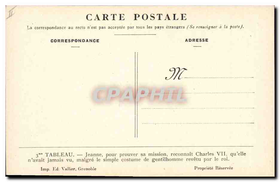 CPA Jeanne d'Arc reconnait Charles VII  — Rückseite