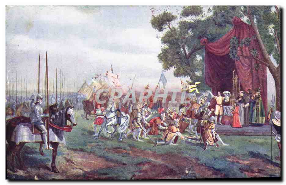 CPA Jeanne d'Arc Apres la victoire messe dite sur le champ de bataille de Patay 