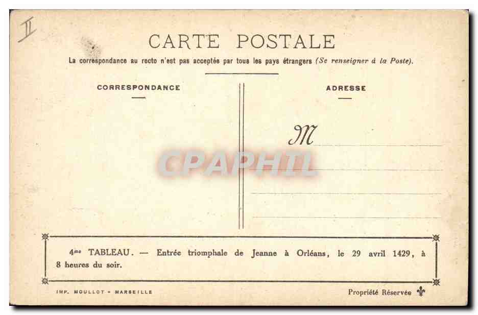 CPA Jeanne d'Arc Entree triomphale de Jeanne a Orleans  — Verso