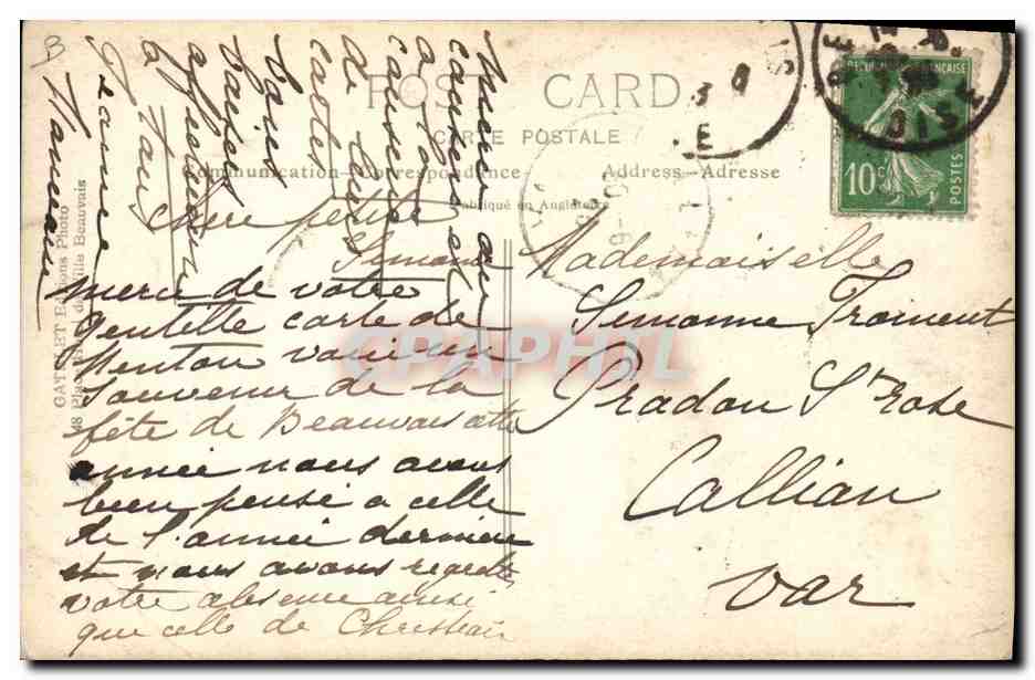 CARTE PHOTO Beauvais Fetes de Jeanne d'Arc  — Rückseite