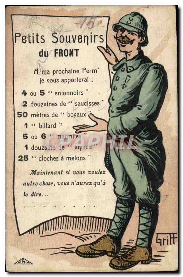 CPA Fantaisie Illustrateur Griff Petits souvenirs du front Militaria 