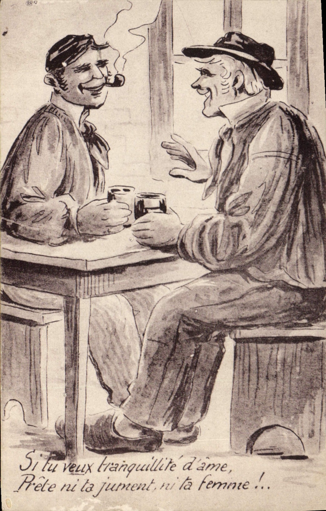 CPA Fantaisie Illustrateur Villageois Folklore 