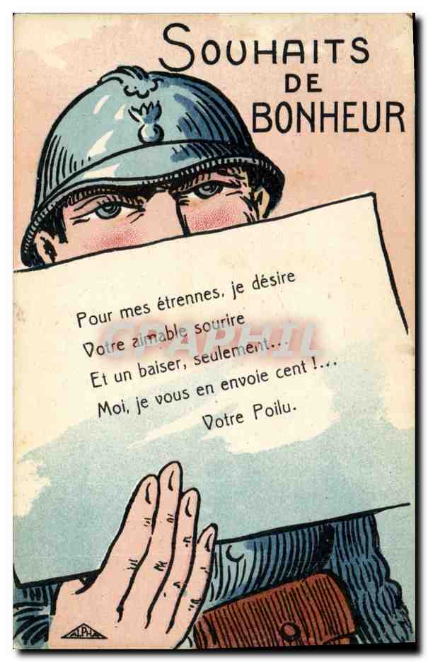 CPA Fantaisie Illustrateur Griff Souhaits de bonheur Militaria 