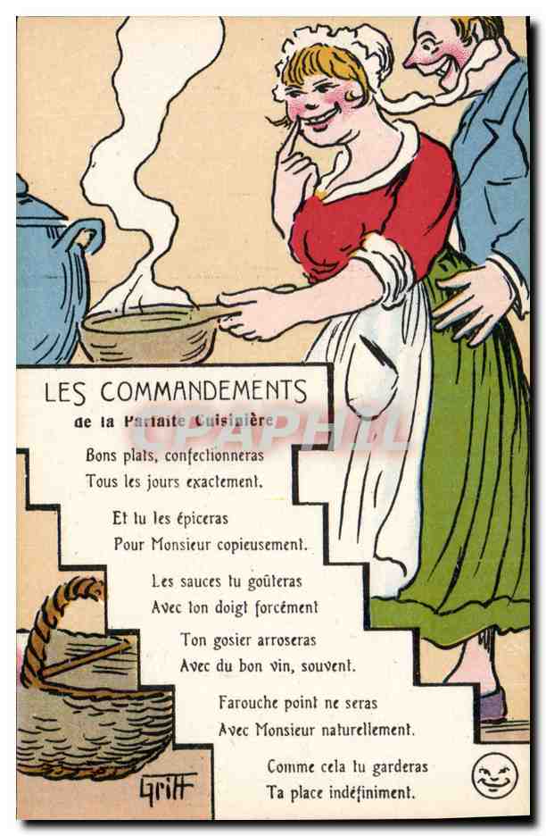 CPA Fantaisie Illustrateur Griff Les commandements de la parfaite cuisiniere 