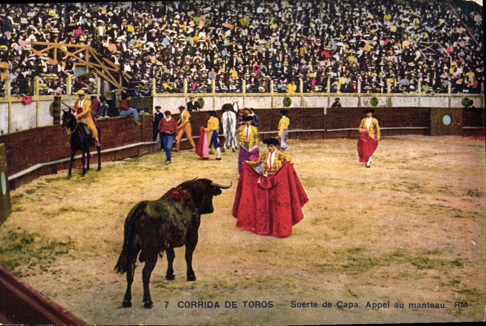 CPA Corrida Course de taureaux Corrida de toros Suerte de Capa Appel au manteau 