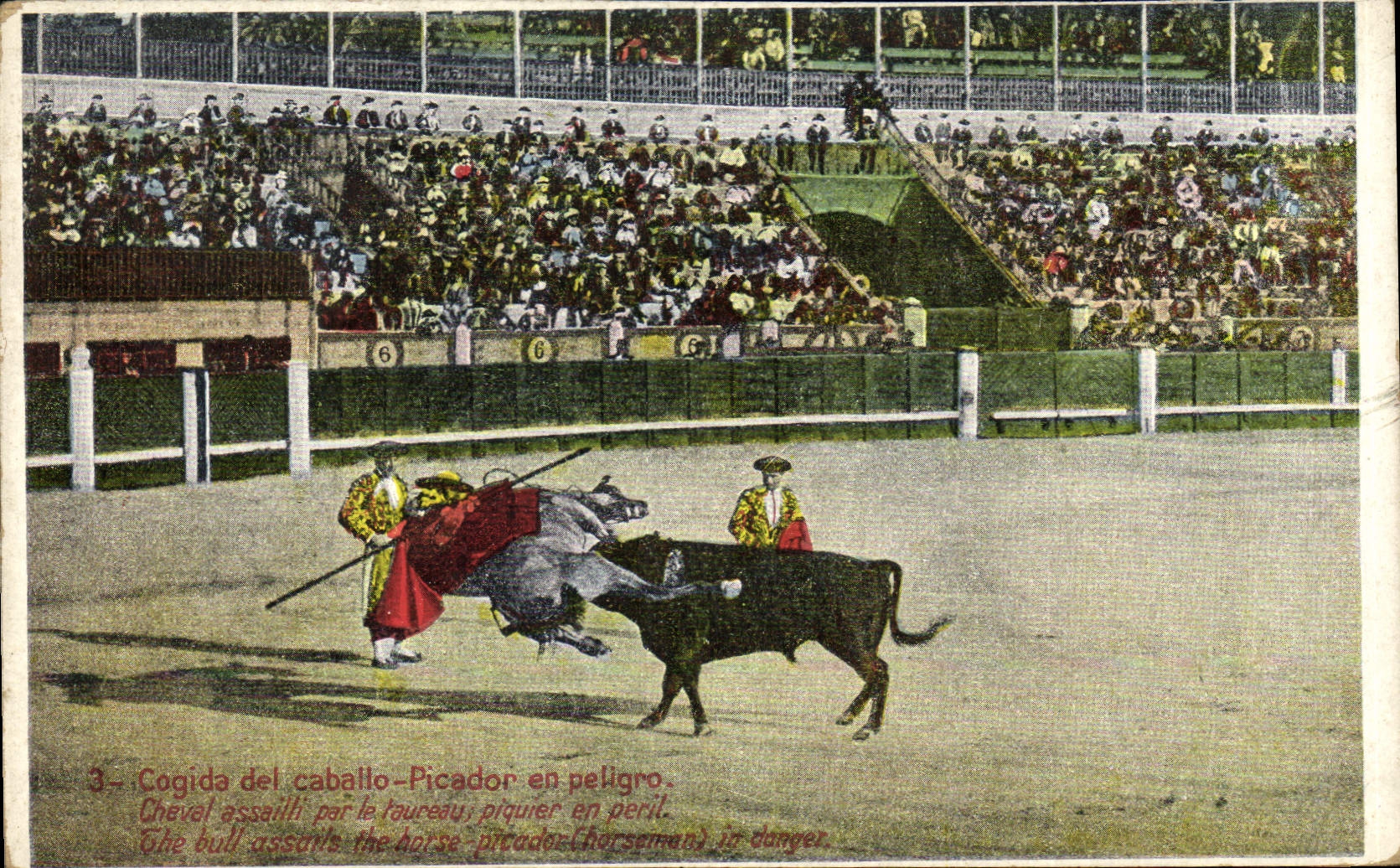 CPA Corrida Course de taureaux Picador en peligro 