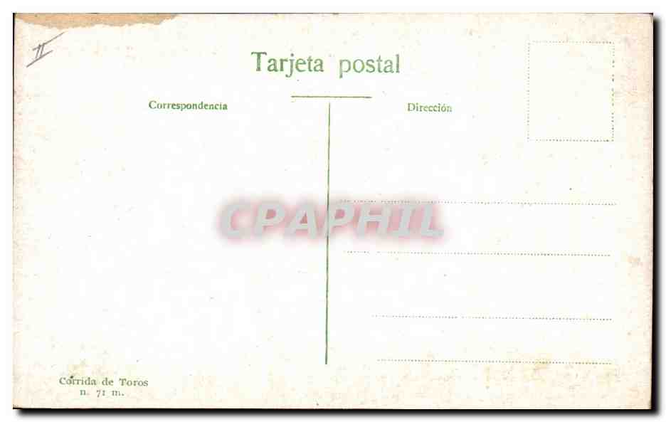 CPA Corrida Course de taureaux Picador en peligro  — Rückseite