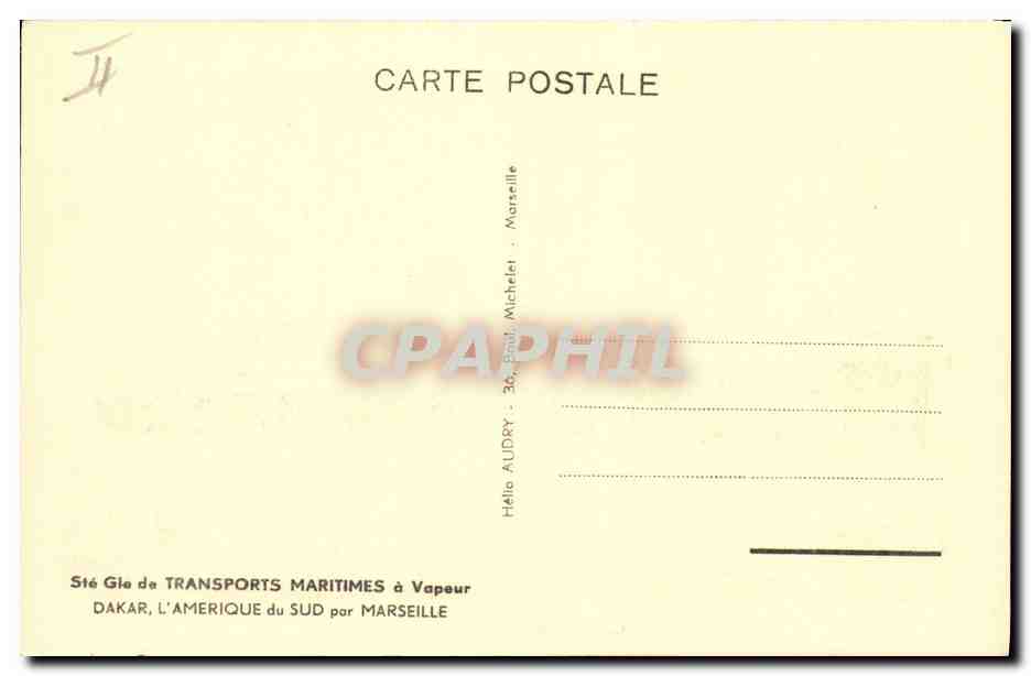 CPA Bateau Paquebot SGTM Provence  — Verso
