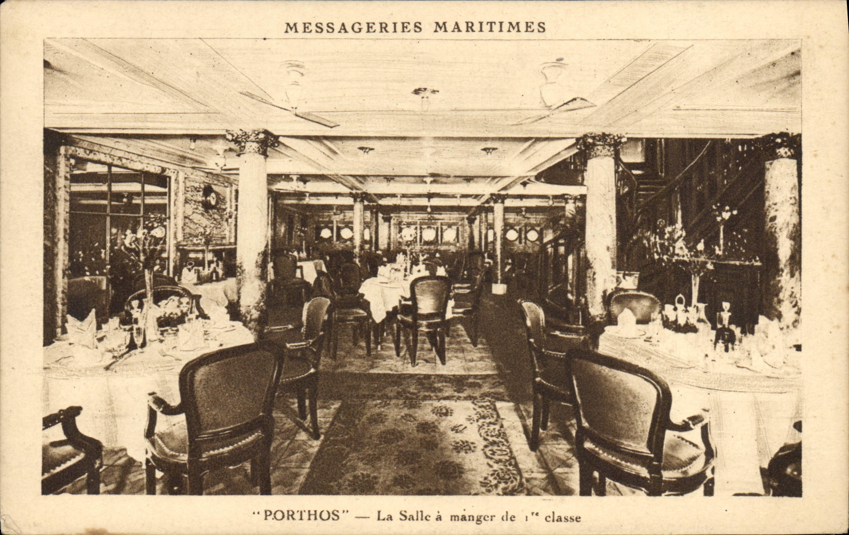 Porthos — La Salle à manger de 1ère classe — Messageries Maritimes