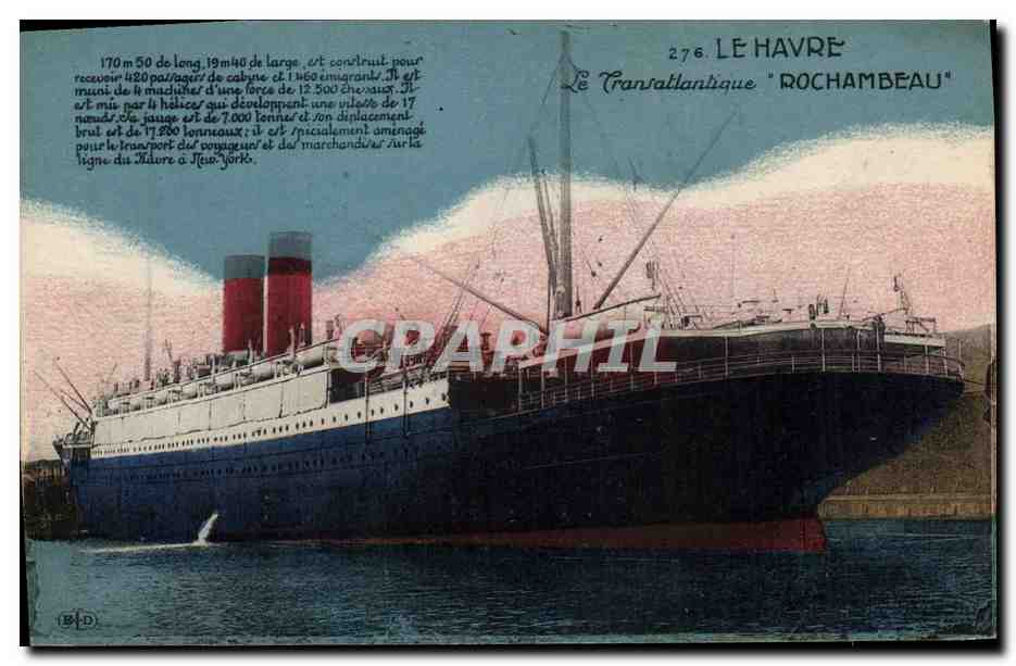 CPA Bateau Paquebot Le Havre Rochambeau 