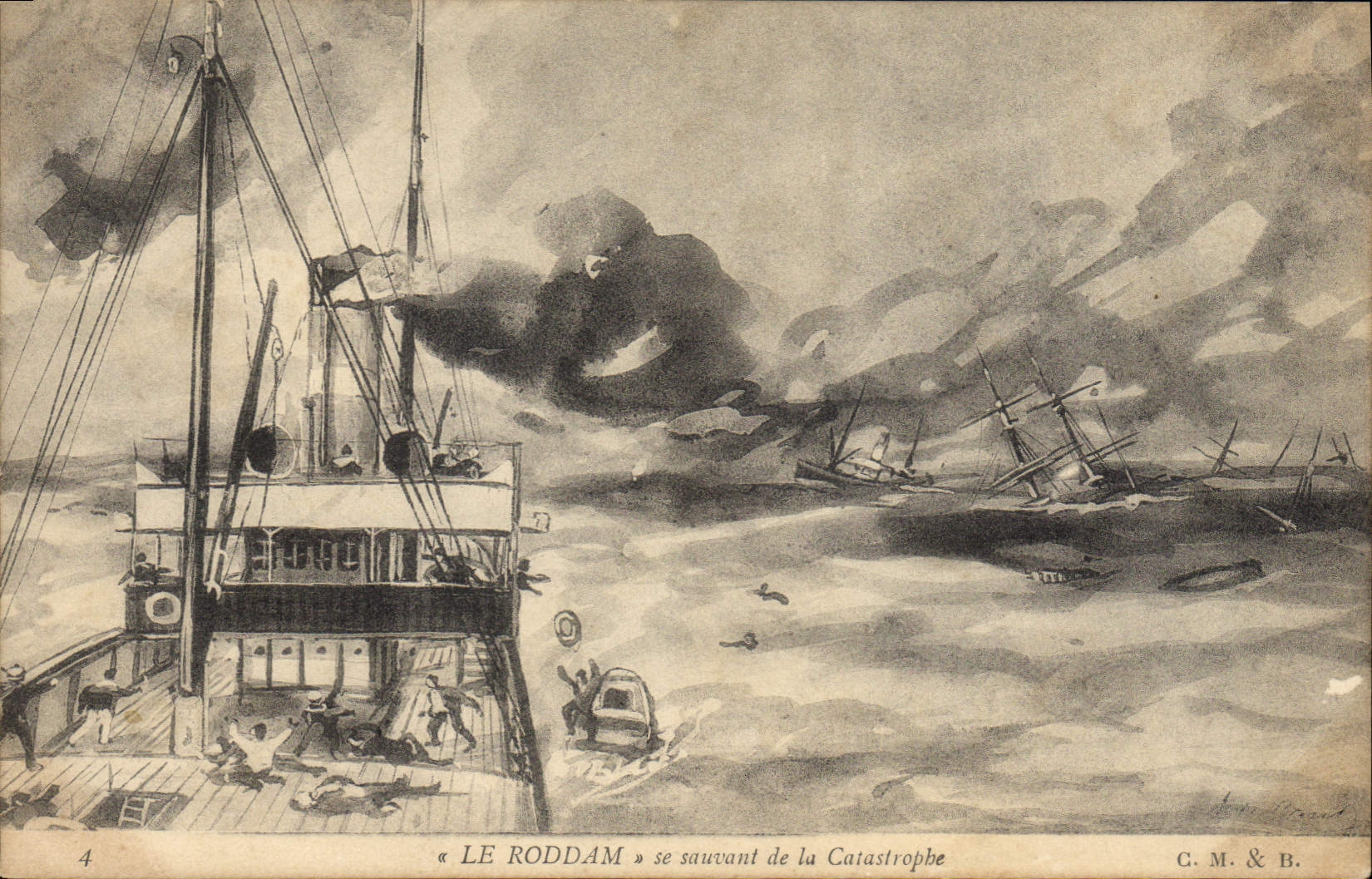 CPA Bateau Paquebot Le Roddam se sauvant de la catastrophe 