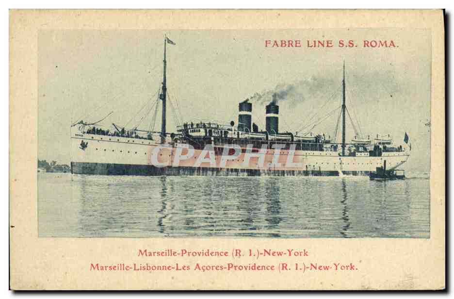S.S. Roma — Fabre Line —航线图示 — Fabre Line S.S. Roma