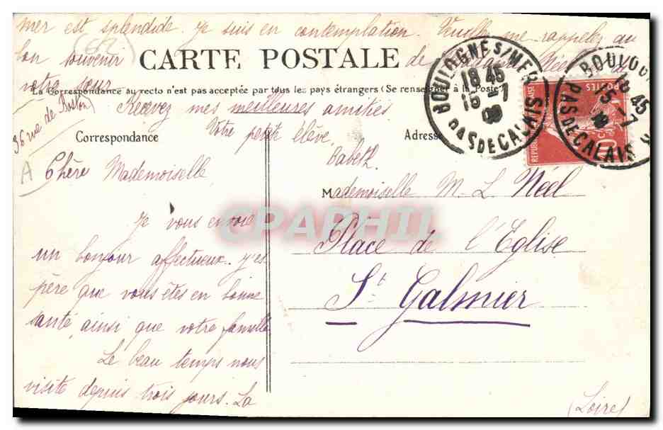 Boulogne-sur-Mer — Het Transatlantisch-Rotterdam op weg naar Amerika — G. Drez P. — Achterkant