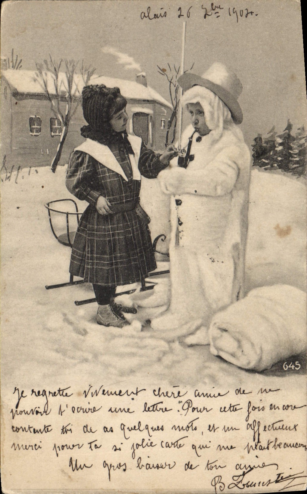 CPA Fantaisie Bonhomme de neige Enfants 
