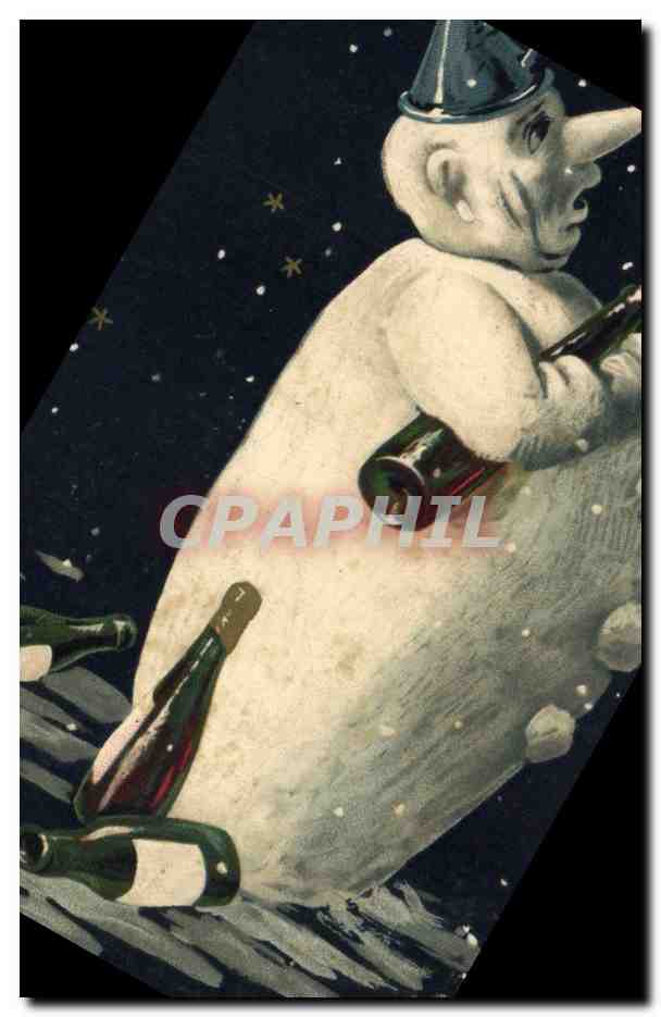 CPA Fantaisie Bonhomme de neige 
